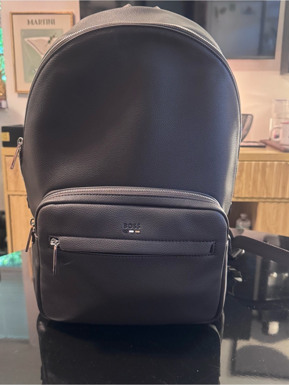 BOSS BROWN Faux Leather Backpack - Sleek Men's Everyday Bag